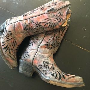 Corral Red and Black Heeled Boots